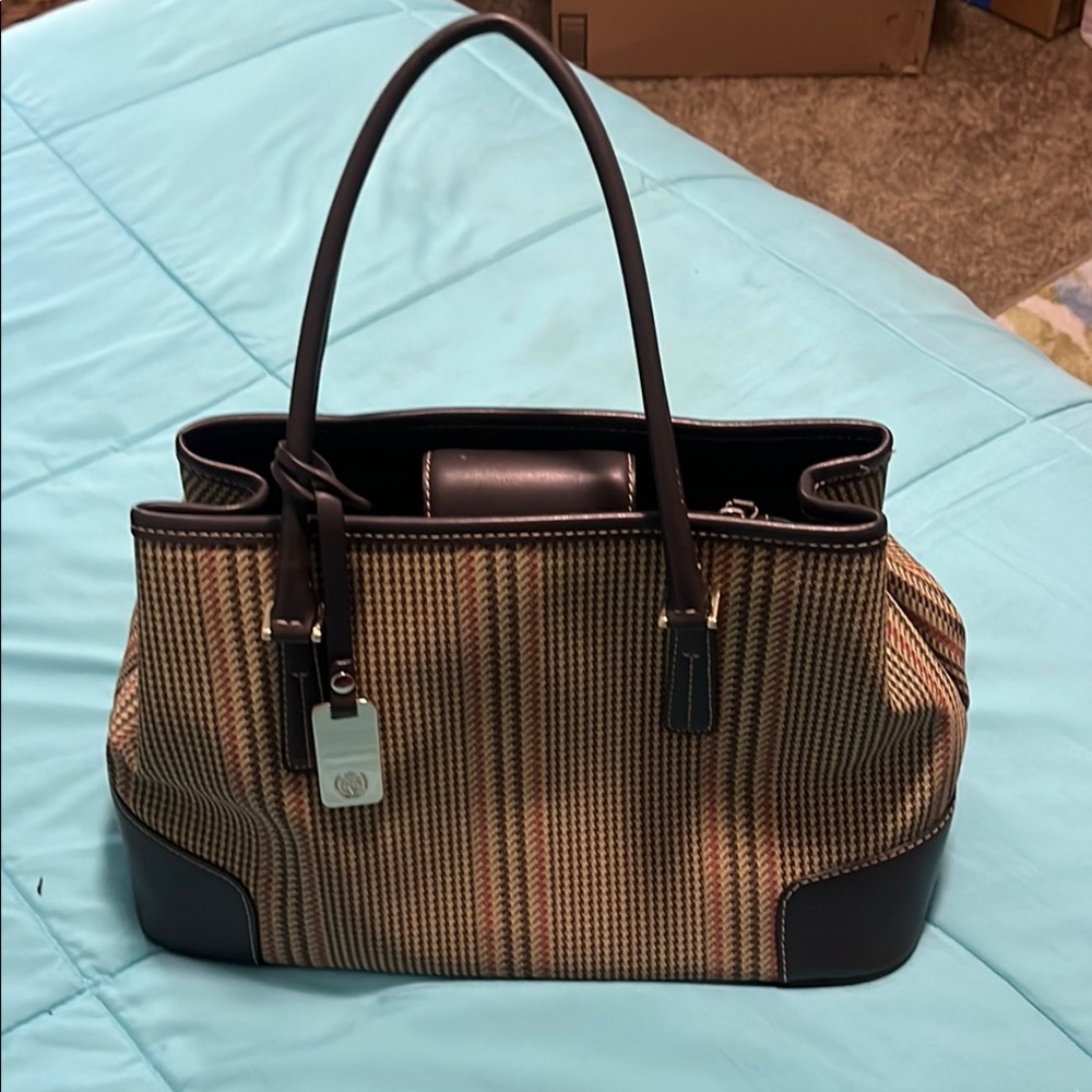 Liz Claiborne Tan and Black Tote Bag